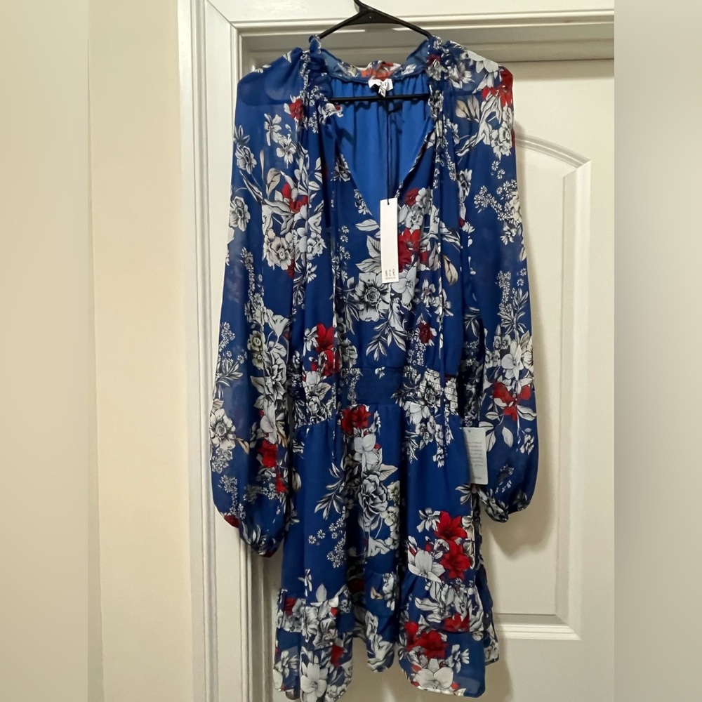 Nordstrom - NSR Mia Floral Keyhole Ruffled Chiffon Dress (Size:XL)